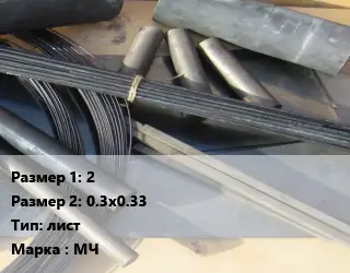 Молибден 2х0.3х0.33 лист Марка: МЧ